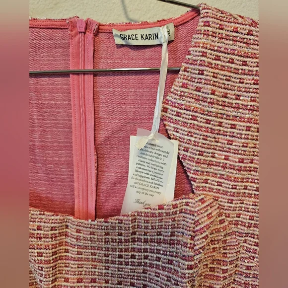 2XL Grace Karin Pink Tweed Dress (NWT) - Picture 2 of 4
